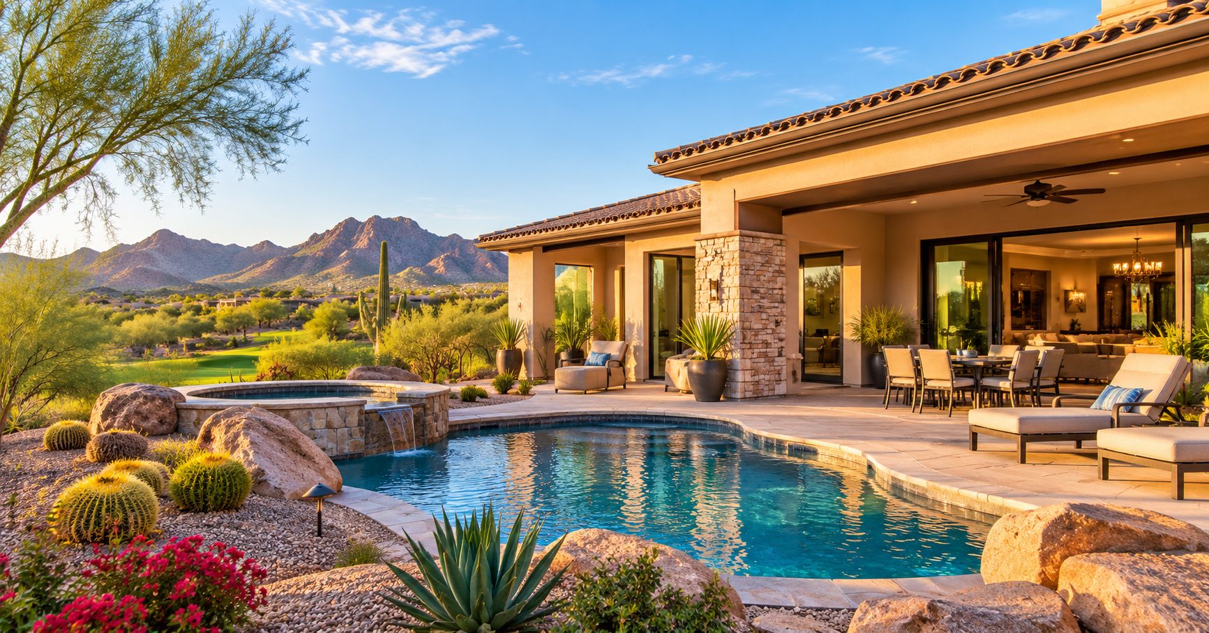Arizona luxury home with desert landscaping – Arizona home ownership costs